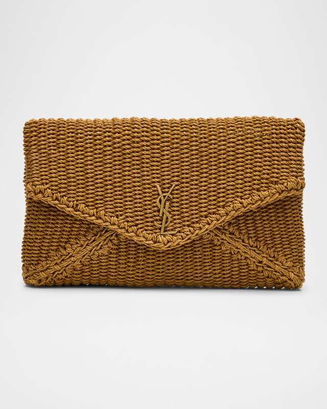 Large YSL Envelope Pouch Clutch Bag in Braided Rope